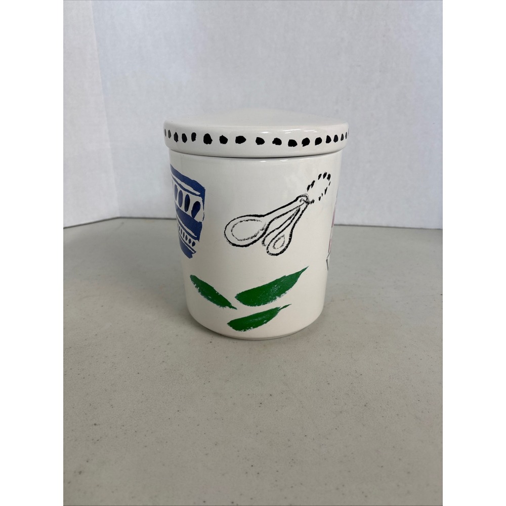 Kate Spade Whimsical Hand‎ Painted Ceramic Kitchen Canister Food Motif